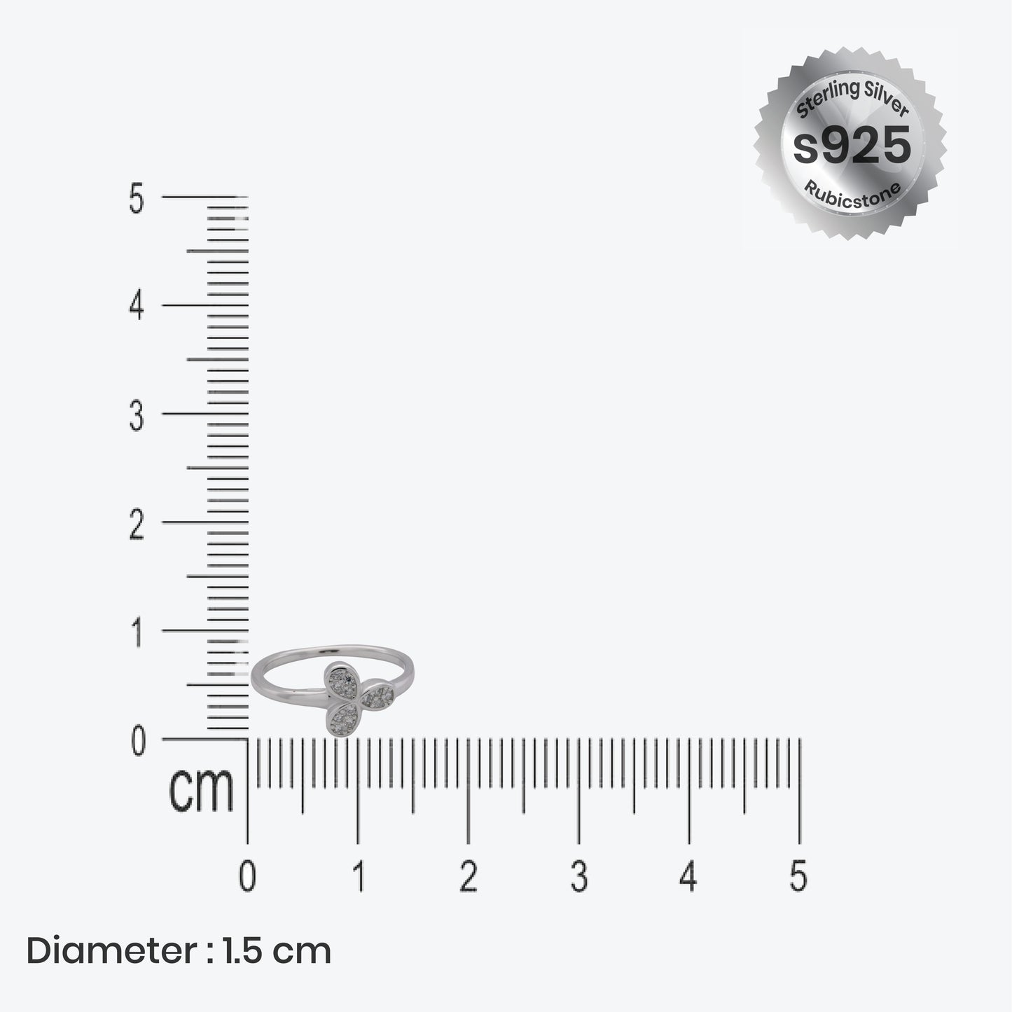 three-petal bloom ring – sterling silver with sparkling elegance