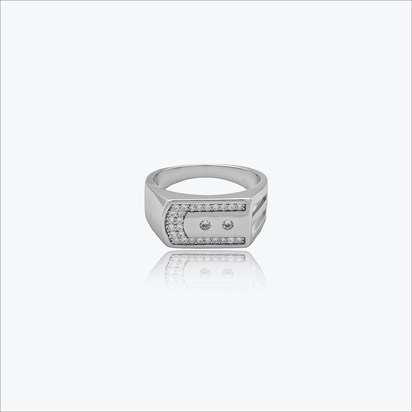 rectangular design men's ring in sterling silver