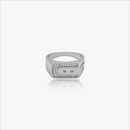 Rectangular design Men's Ring in Sterling silver