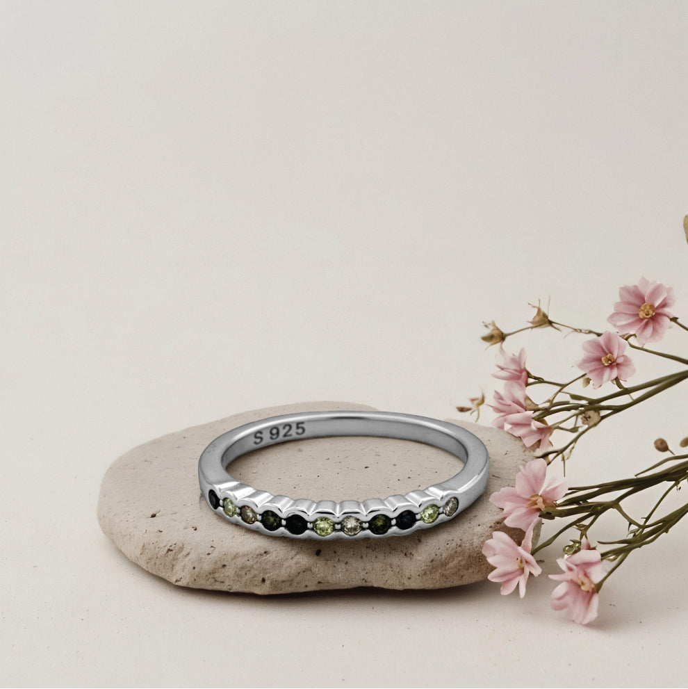 oceanic flow ring – sterling silver with sparkling waves