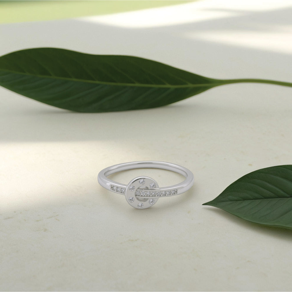 sterling silver diamond circle ring
