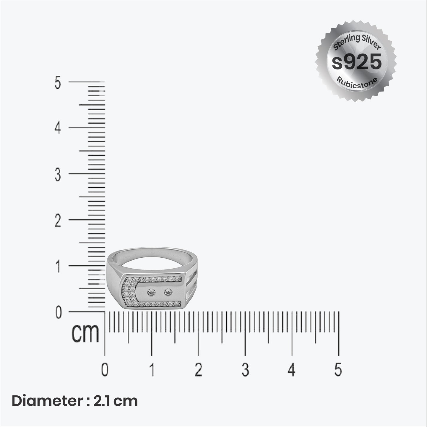 sterling silver men's ring – bold rectangular design with diamonds