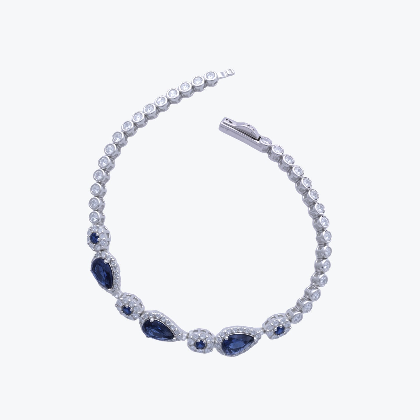 azure elegance bracelet – sterling silver with shimmering gemstones