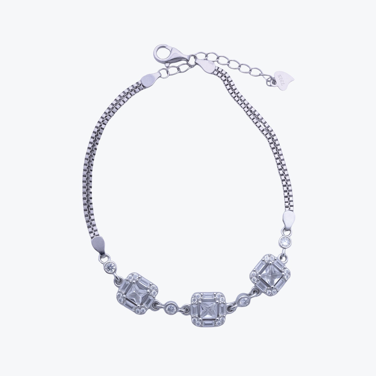 lustre square bracelet – sterling silver with radiant elegance