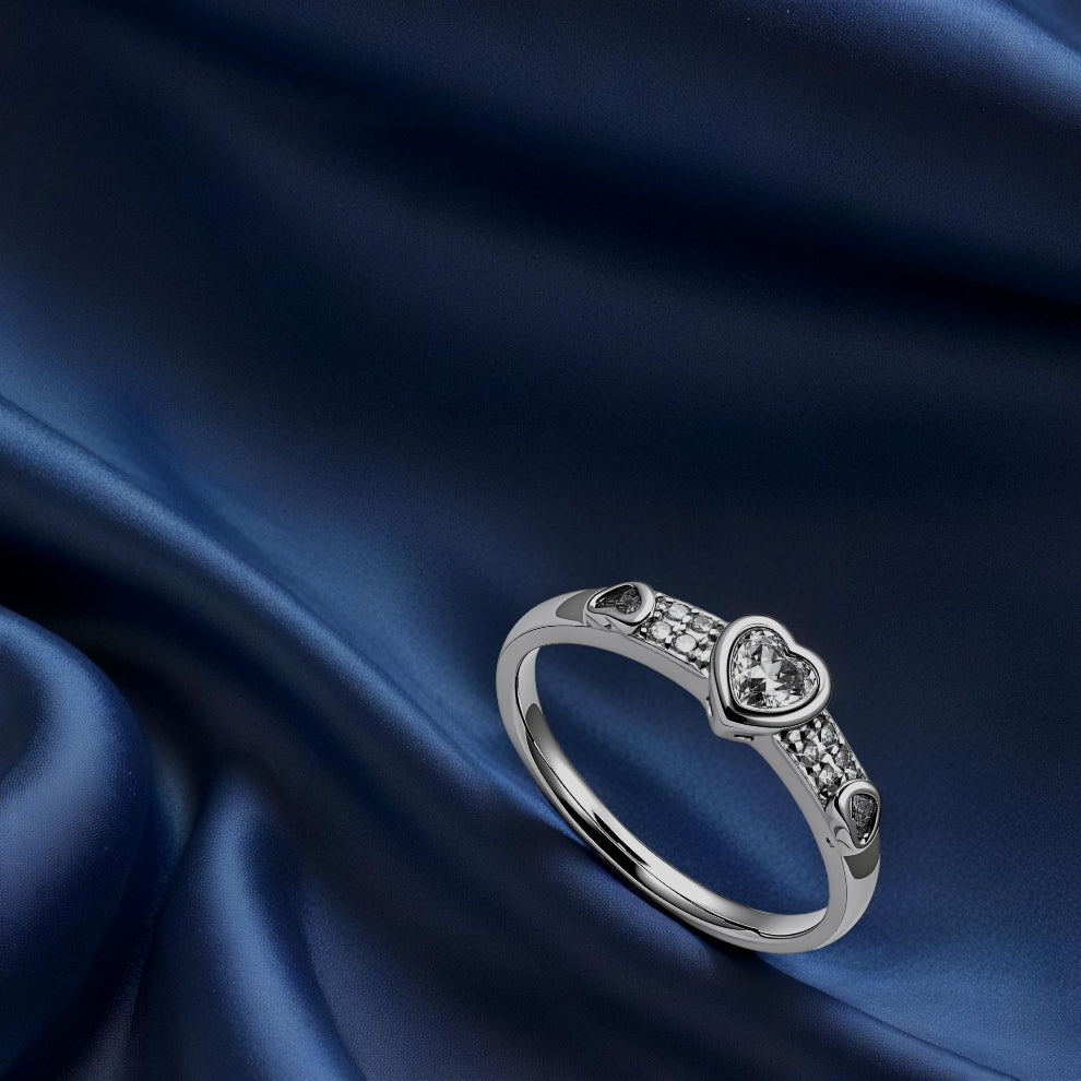 sterling silver heartline women`s ring