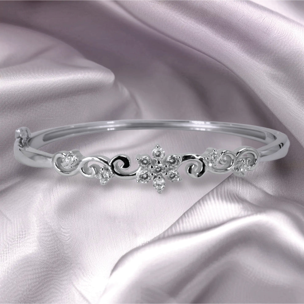 floral bracelet– sterling silver with sparking elegance