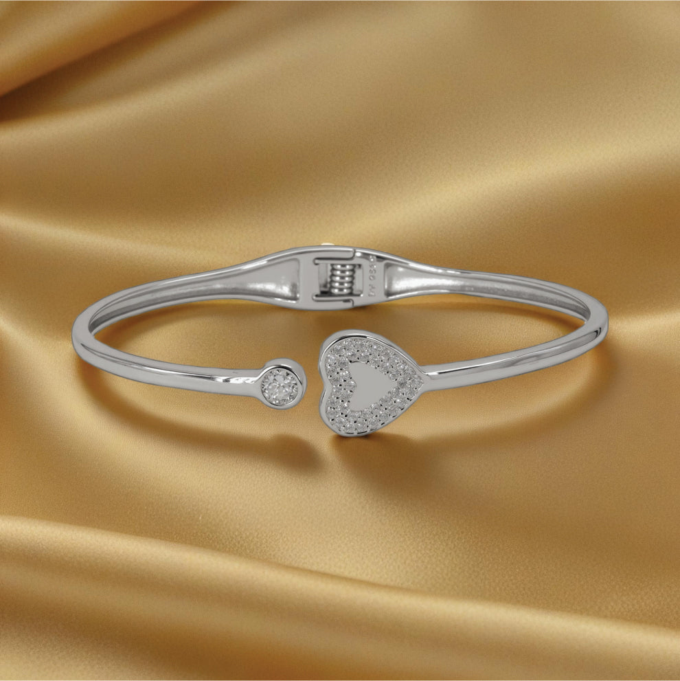 lustre heart bracelet–sterling silver with charm