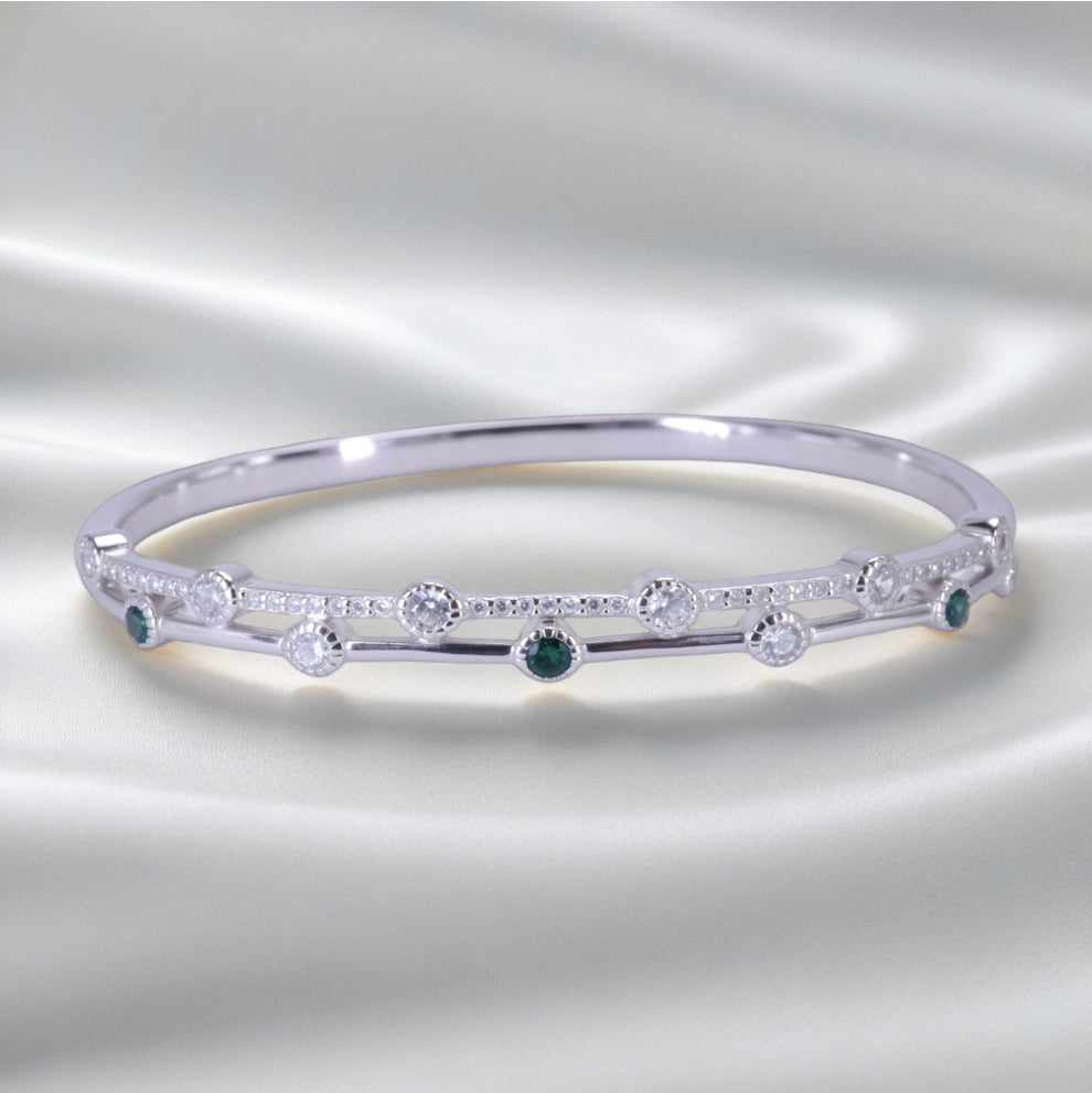 verdant glow bracelet – graceful sterling silver