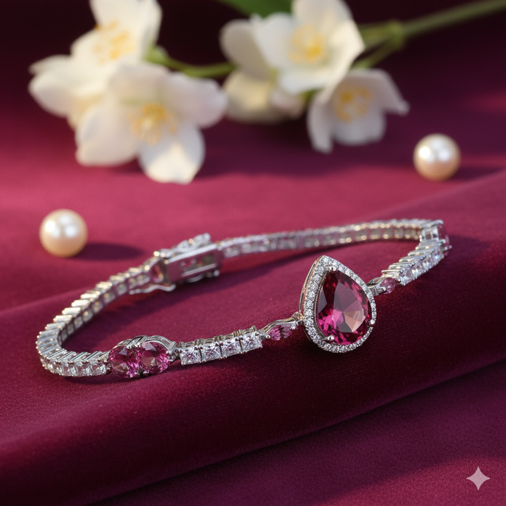 sterling silver crimson bloom bracelet