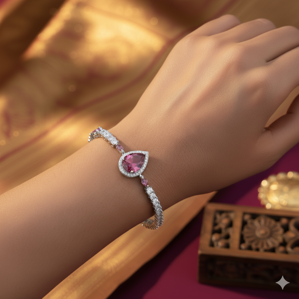 sterling silver crimson bloom bracelet