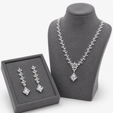 Silver Diamond Leaf Cascade Set