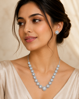 Silver Round Stone Women`s Set