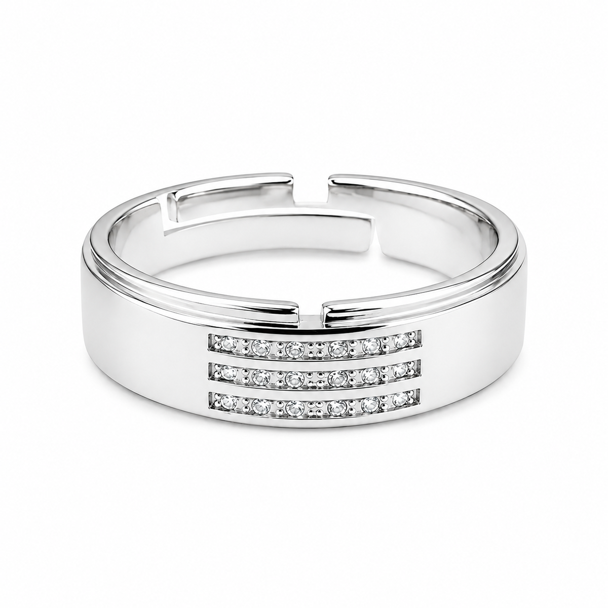 Silver Triple Row Men`s Ring