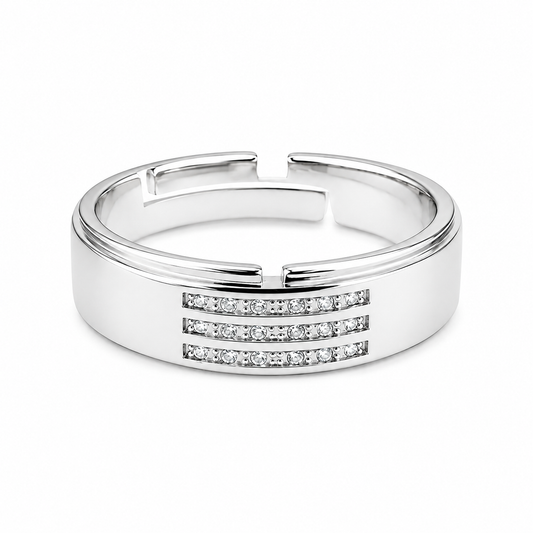 Silver Triple Row Men`s Ring