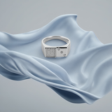 Silver diamond line Men`s Ring