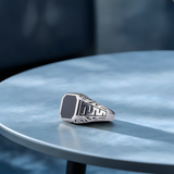 Bold Geometry Men`s ring in silver