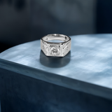 Silver Radiance Square Men`s Ring