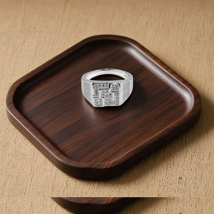 Sterling Silver Gridon Men`s Ring