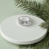 Silver Rectangular Accent Men`s Band