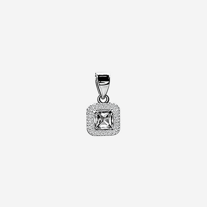 Silver Radiance Square Halo Pendant