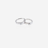 Silver Square Diamond Couple Ring