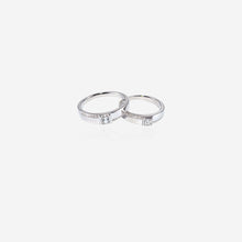 Silver Square Diamond Couple Ring