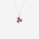 Pink flower shaped Pendant in silver