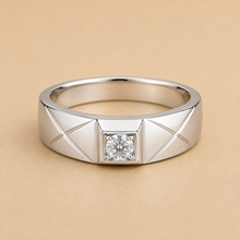 Silver Geometric Band with Stone