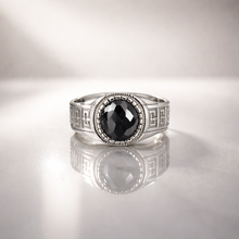 Black Gem Men`s Ring in silver