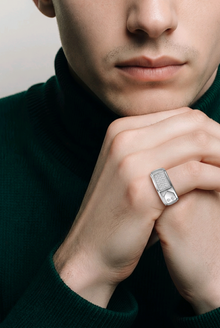 Classic Silver Dual Shape Men`s Ring