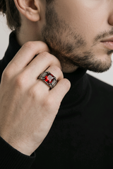 Red Edge form Men`s Ring in silver