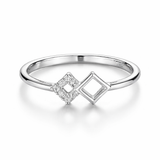 Silver Diamond Duo shaped Ring