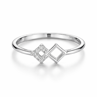 Silver Diamond Duo shaped Ring