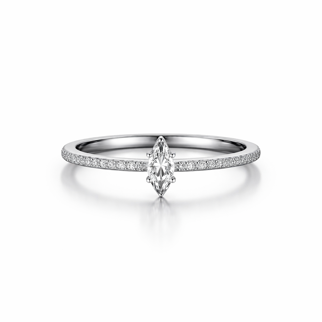 Silver Diamond Women`s Ring