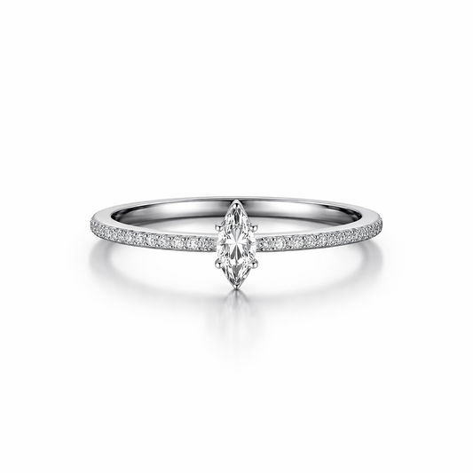 Silver Diamond Women`s Ring