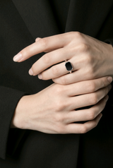 Black Classic Silver Statement Men`s Ring