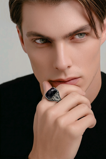 Gem stone Men`s Ring in silver