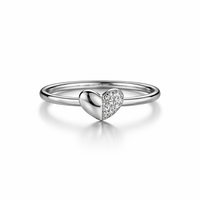 Silver Simple Heart Women`s Ring