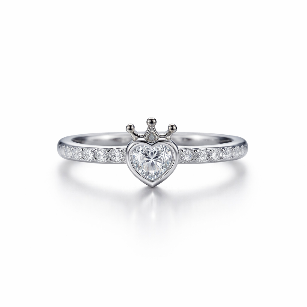 Silver Crown with heart ring