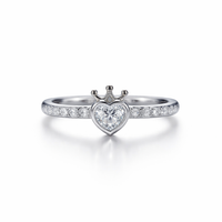Silver Crown with heart ring
