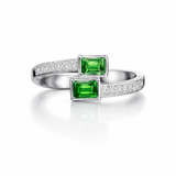 Silver Green Stone Open Ring