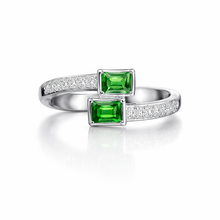 Silver Green Stone Open Ring