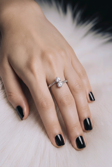 Silver Beaded Women`s Ring