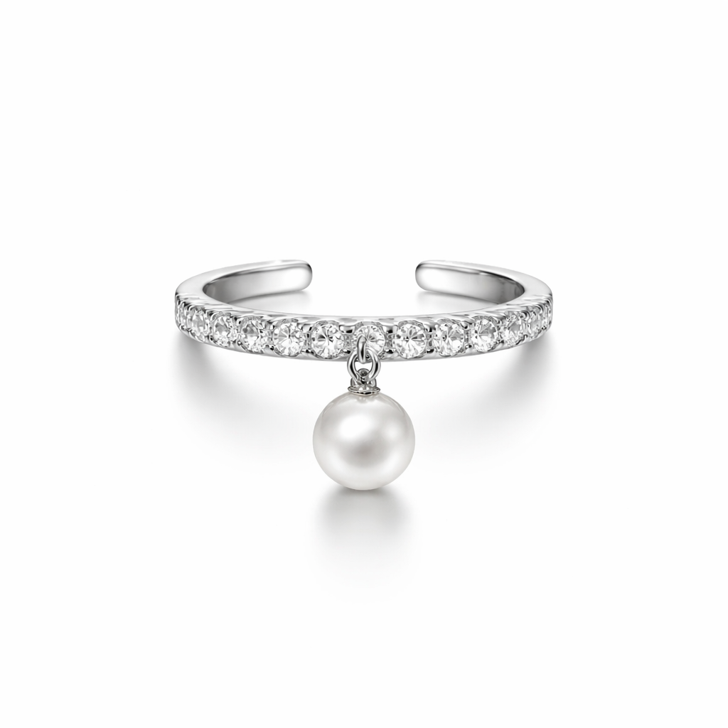 Silver Pearl patterned Women`s Ring