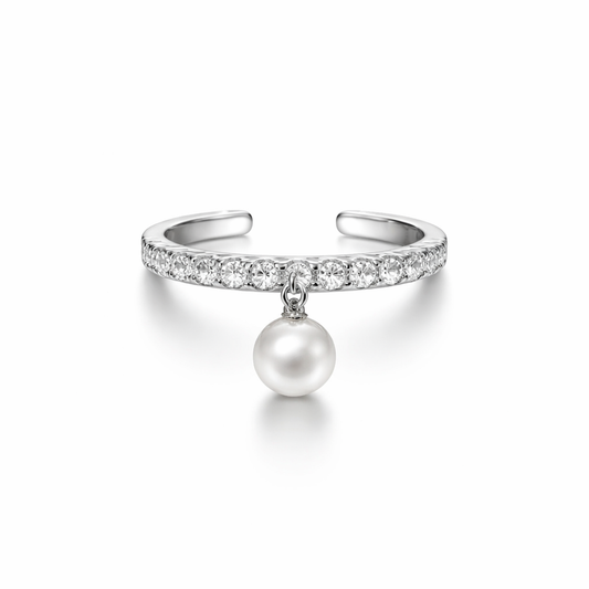 Silver Pearl patterned Women`s Ring