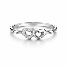 Silver Dual Heart Women`s Ring