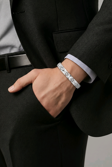 Elegant Silver Angular Men`s Bracelet