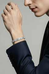 Silver Recta Link Men`s Bracelet