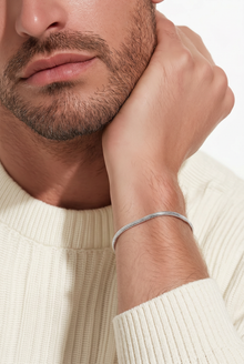 Silver Radiance Flow Chain Men`s Bracelet