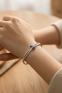 Two little blue hearts Bracelet in silver
